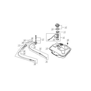 Serbatoio gas - Galleggiante serbatoio - Valvola a vuoto Kymco DJ 2-stroke Silver
