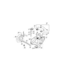 Serbatoio gas - Galleggiante serbatoio - Valvola a vuoto Kymco Super9 50 2 tempi AC nuovo modello argento - nero