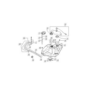 Serbatoio gas - Galleggiante serbatoio - Valvola a vuoto Kymco Super9 a 2 tempi nuovo modello argento