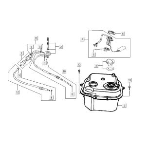 Serbatoio gas - Galleggiante serbatoio - Valvola a vuoto Kymco Vitality 50 2-stroke AC argento perlato