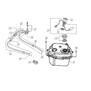 Serbatoio gas - Galleggiante serbatoio - Valvola a vuoto Kymco Vitality 50 4-stroke AC antracite
