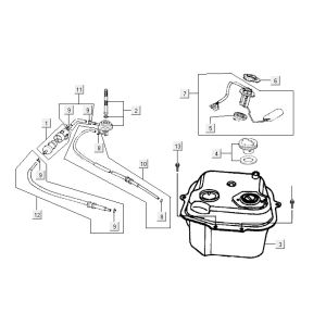 Serbatoio gas - Galleggiante serbatoio - Valvola a vuoto Kymco Yup 50 2-stroke AC nero lucido