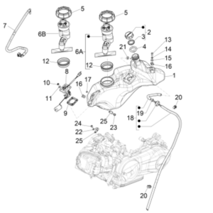 Serbatoio gas - Galleggiante serbatoio - Valvola sottovuoto Vespa Sprint 50 4 tempi IGET 3V Euro 4