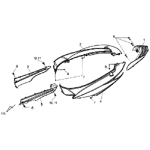 Parabrezza per moto - Minigonne laterali Sym Jet 4 (BK007U OR167S) nero arancione