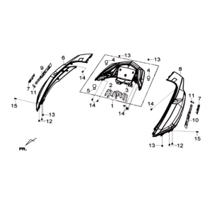 Pannello posteriore Sym Joymax 300I ABS E3 2014-2016 nero (BK-231S)