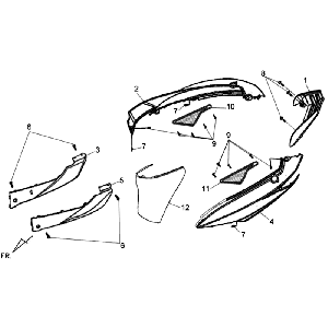 Parabrezza per moto - Supporto posteriore Sym Symphony SR (LX17348) castagno
