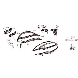 Parabrezza per moto - Luce posteriore - Parafango posteriore Sym Symphony ST Euro 4 (BK-7C) nero chiaro