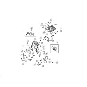 Coperchio anteriore - Protezione per le gambe - Towboard - Parafango anteriore Kymco DJ 2 tempi Silver