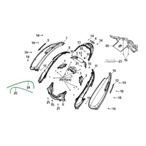 Coperchio carrozzeria - fanale posteriore Sym E-Fiddle Petrol Green (GN546U)