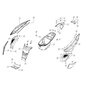Body cover luggage box Kymco Super8 R E5 MAT ZWART