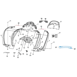Copertura del corpo Sym Mio 50I E5 Grigio/Nero (GY-7450U/BK-001C)