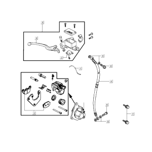 Cilindro del freno - Pinza - Tubo freno Kymco Super8 Street 50i Euro 4 nero opaco