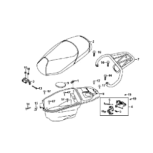 Sella - Scatola porta casco - portapacchi posteriore Sym Fiddle White WH8018P