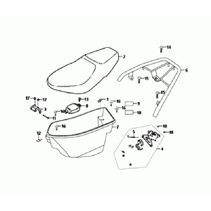 Sella - Scatola porta casco - portapacchi posteriore Sym Orbit II Euro 4 Mat Grey