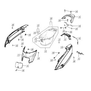 Parabrezza per moto - Scatola porta casco - portapacchi posteriore Kymco Vitality 50 2 tempi AC argento perlato