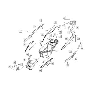 Parabrezza per moto - Scatola porta casco - portapacchi posteriore Kymco VP50 4 tempi AcTecho argento