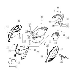 Parabrezza per moto - Helmbak - Portapacchi posteriore Kymco Yup 50 2 tempi AC nero lucido