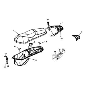 Sella - Scatola porta casco - portapacchi posteriore Sym Symphony ST (BK-7C) nero chiaro