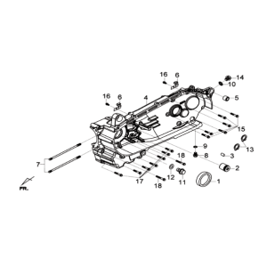 Basamento sinistro Sym Joymax 300I ABS E3 2014-2016