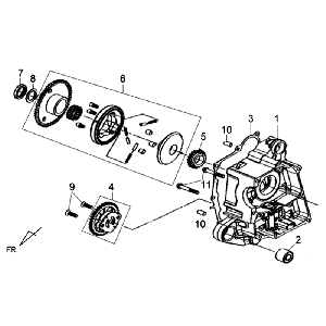 Carter destro - Pompa olio - Frizione avviamento Sym Jet 4 (R086) rosso