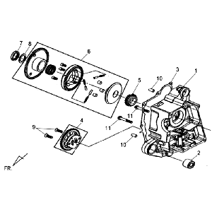 Carter destro - Pompa olio - Frizione di avviamento Sym Allo (WH871) champagne