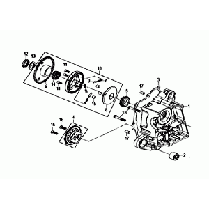 Carter destro - Pompa olio - Frizione avviamento Sym Orbit II Euro 4 Mat Grey
