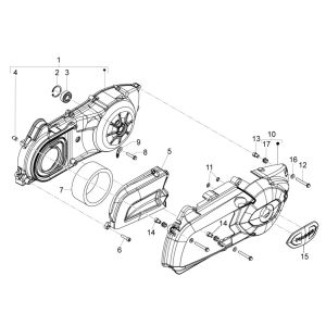 Coperchio carter Piaggio MP3 300 ie LT Business - Sport (con e senza ABS) 2016-2018