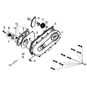 Coperchio carter - asse Kickstarter Sym Jet 4 (R086) rosso
