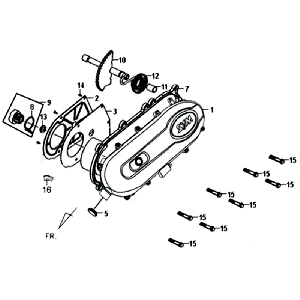 Coperchio carter - Asse Kickstarter Sym Fiddle II (BK-7C) grigio ferro