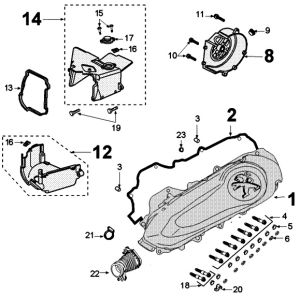 Coperchio carter - Peugeot Kisbee Euro 4 2018 → Ricambi-Prodotto-Copertura-Carter-Peugeot-Speedfight-2-LC-E2-2-TAKT