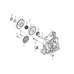 Carter mezzo destro - Pignone di avviamento 3B3 50 4 tempi AC Euro 4 2018→ Mezzo basamento - motorino di avviamento 3B3 50cc (Euro 4 dopo il 2018)