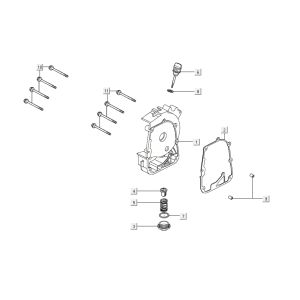 Carter destro - Asta di livello - Filtro olio Kymco Agility 16'+ 4 tempi argento metallizzato opaco