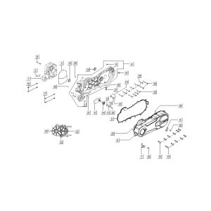 Carter - Coperchio carter - Asse Kickstarter Kymco Super8 50 4 tempi 2007-2009 arancione