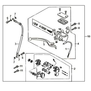 Cilindro del freno - Pinza - Pastiglie freno - Brake Line Sym Fiddle IV 50 Euro 5