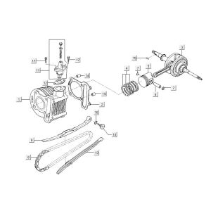 Cilindro - Albero motore Kymco Carry 50i 4 tempi Euro 4 nero lucido