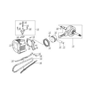 Cilindro - Pistone - Albero motore Kymco People S 50 4 tempi diamantato nero