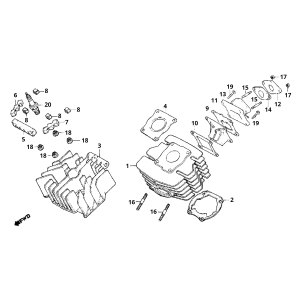 Cilindro - Testa cilindro - Collettore di Aspirazione Honda MB/MT/MTX 50