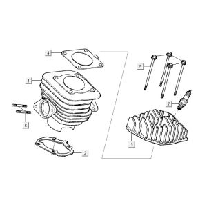 Cilindro - Testa cilindro Kymco Vitality 50 2 tempi AC argento perlato