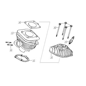 Cilindro - Testa cilindro Kymco Yup 50 2 tempi AC nero lucido