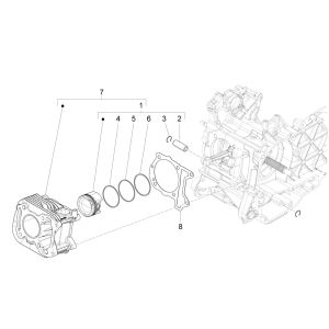 Cilindro - Pistone Vespa Sprint 125 3V IE ABS Euro 5 2021