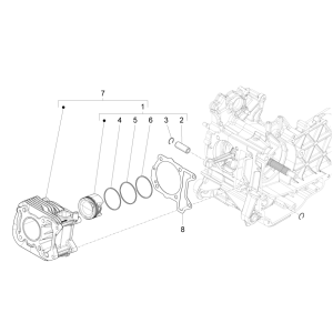 Cilindro - Pistone Vespa Sprint 50 4 tempi IGET 3V Euro 4