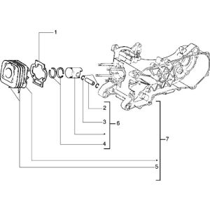 Cilindro - Pistone Piaggio Liberty 50 2 tempi AC ←2006