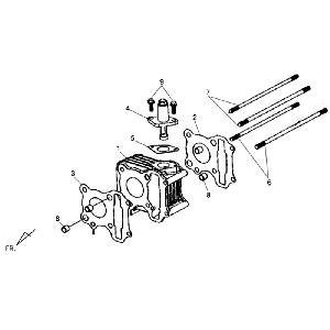 Cilindro - Guarnizione testa - Guarnizione base Sym Allo (WH871) champagne