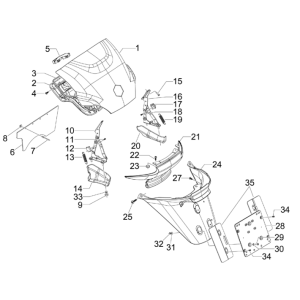 Parafango posteriore Piaggio MP3 300 LT Sport 2009-2014 nero competition 98/A