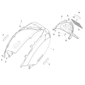 Parafango posteriore Piaggio Zip 50 SP 2 tempi LC 2006-2013 nero lucido 94