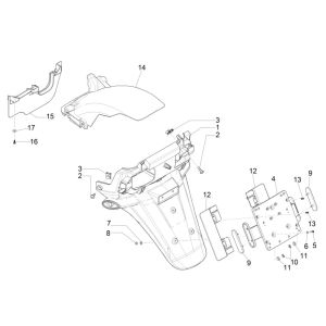 Parafango posteriore Piaggio MP3 300 ie LT Business - Sport (con e senza ABS) 2016-2018