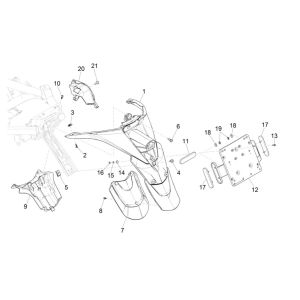 Parafango posteriore Piaggio MP3 300 HPE/300 HPE Sport ABS Euro 5 2020-2022