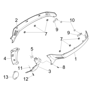Parabrezza per moto - Minigonne laterali per Vespa GTS 250 ie 2005-2009 (con ABS) nero grafite 79/A