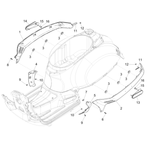 Parabrezza per moto - Minigonne laterali per Vespa GTS 300 ie 2008-2016 (con e senza ABS) bianche 544