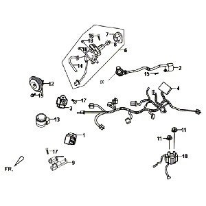Cablaggio - Blocchetto di accensione - CDI Sym Fiddle II (BK-7C) grigio ferro
